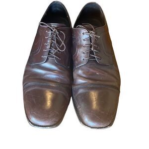 Cole Haan Men's 10.5 Brown Leather Lace Up Round‎ Toe Classic Dress Shoes